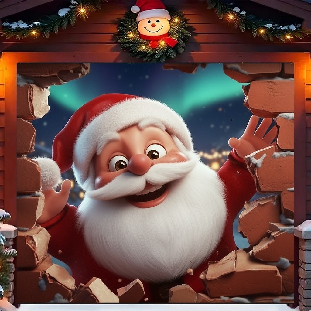 Santa Delivering Gifts Garage Door Cover