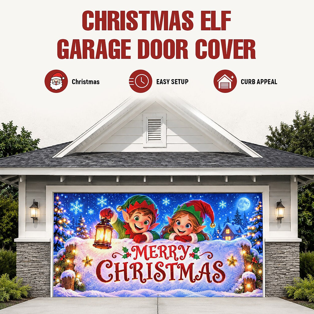 Christmas Garage Cover 3D Merry Christmas Elf