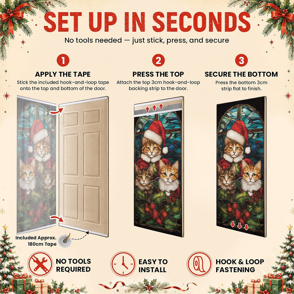 Cat in Christmas Sweater Christmas Door Cover