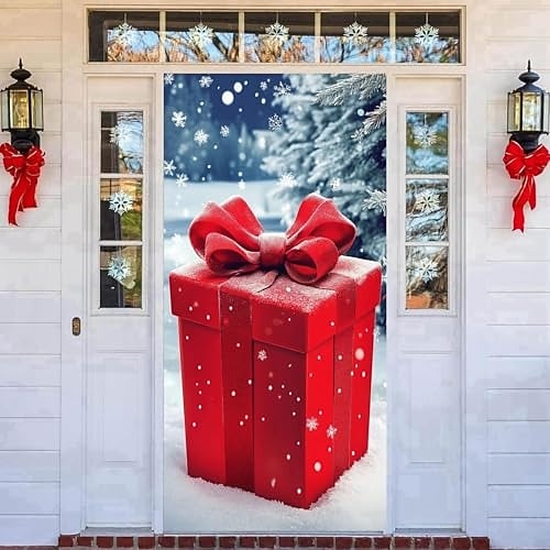 Snowman Christmas Tree & Gift Boxes Christmas Door Cover
