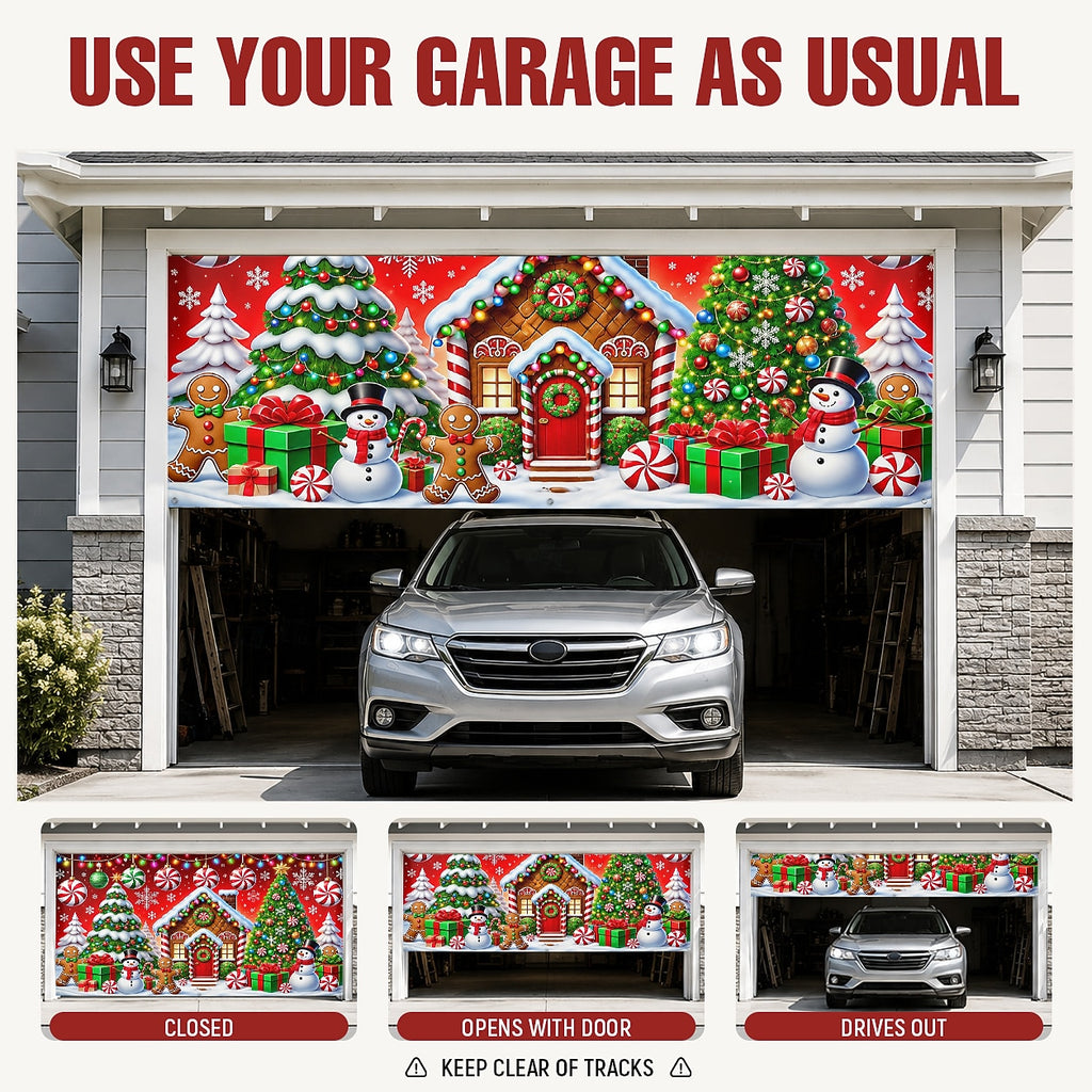 Gingerbread Candy Cane Garage Door Cover
