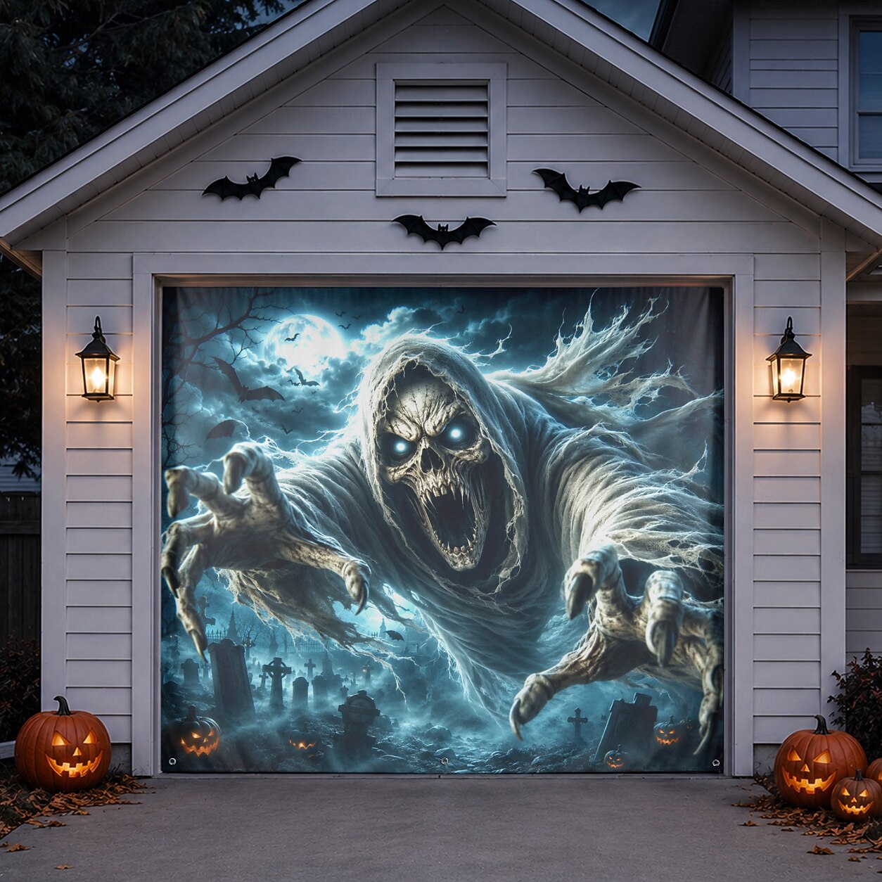 Grim Reaper Graveyard | Halloween Garage Door Banner Cover