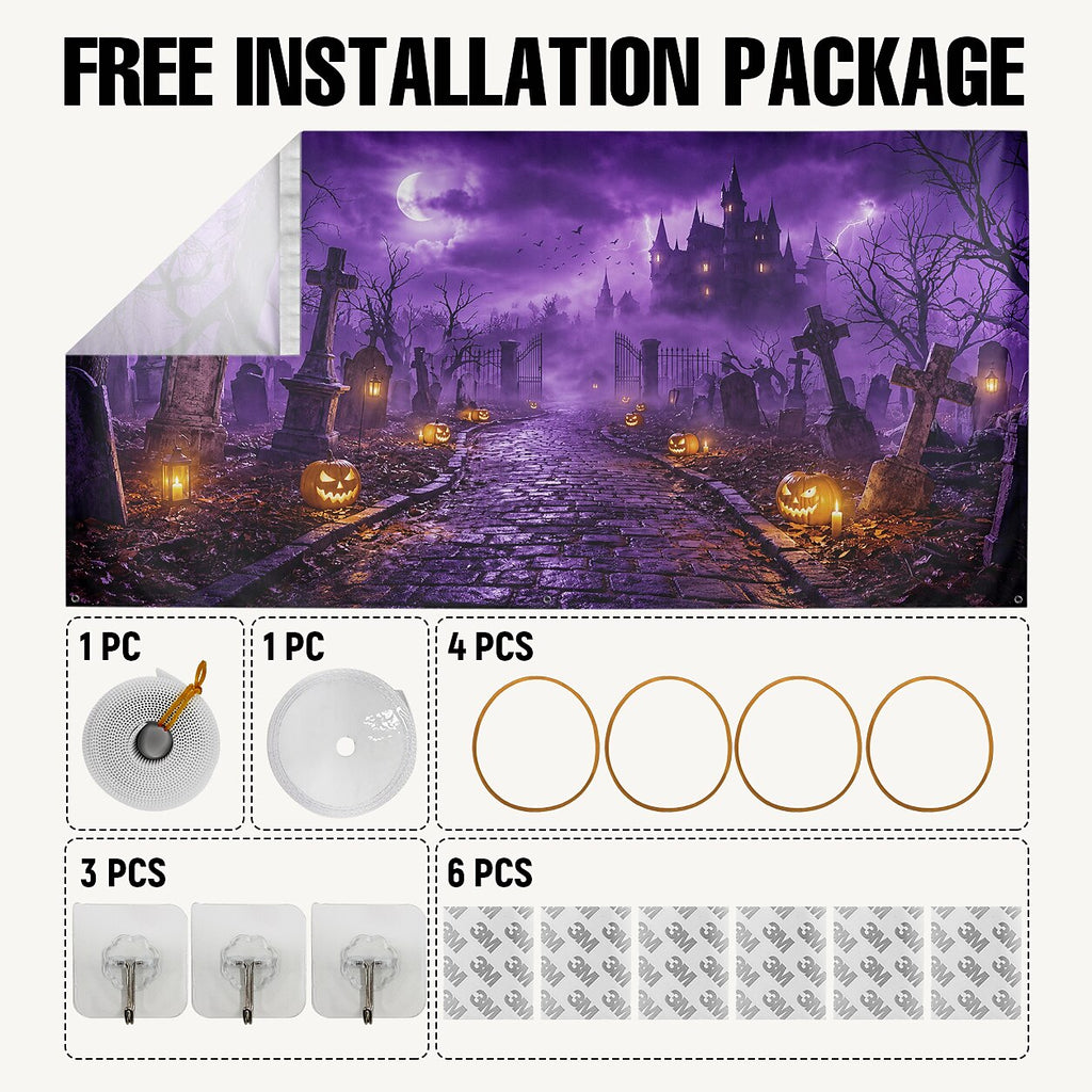 Halloween Haunted Graveyard Garage Door Cover