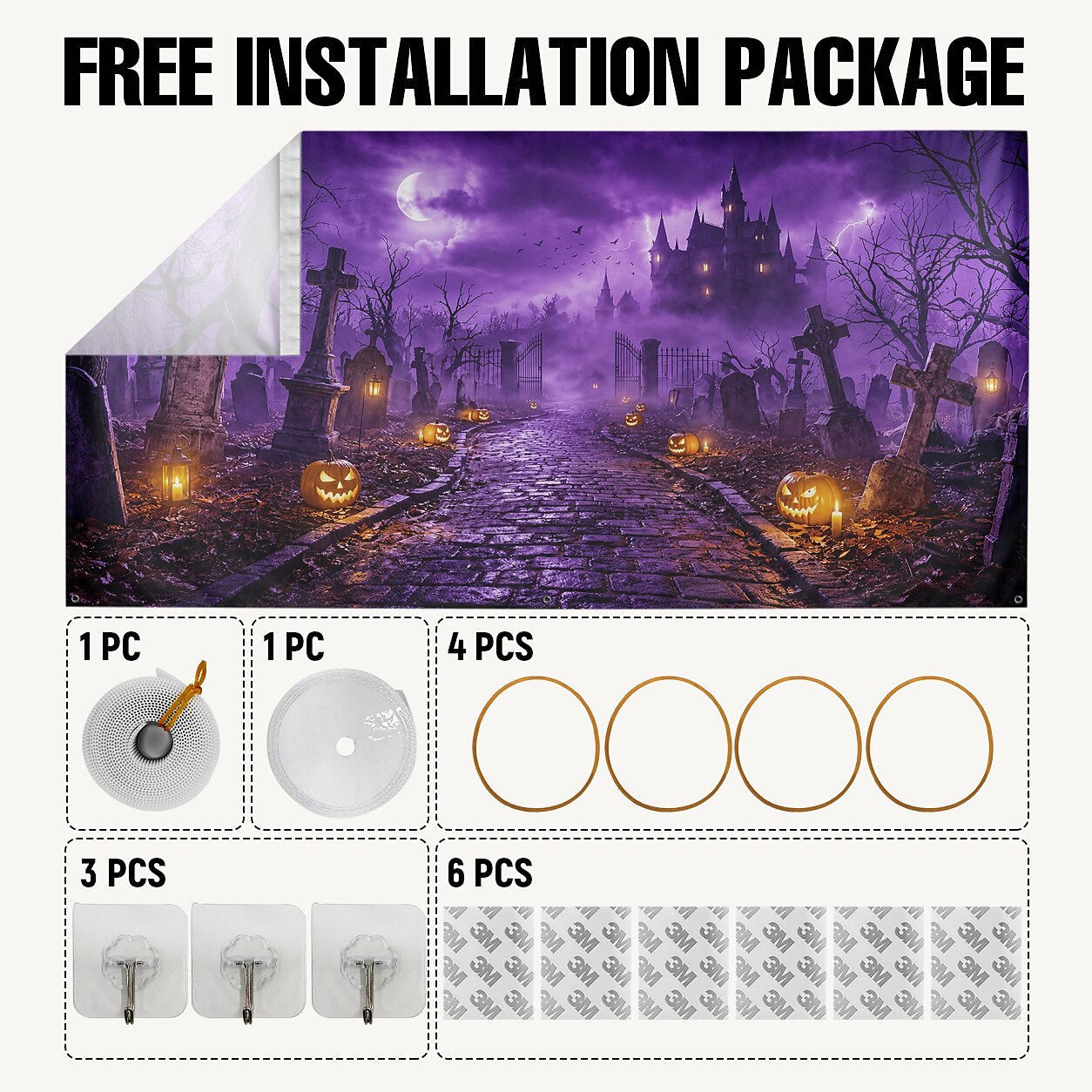 Halloween Haunted Graveyard Garage Door Cover