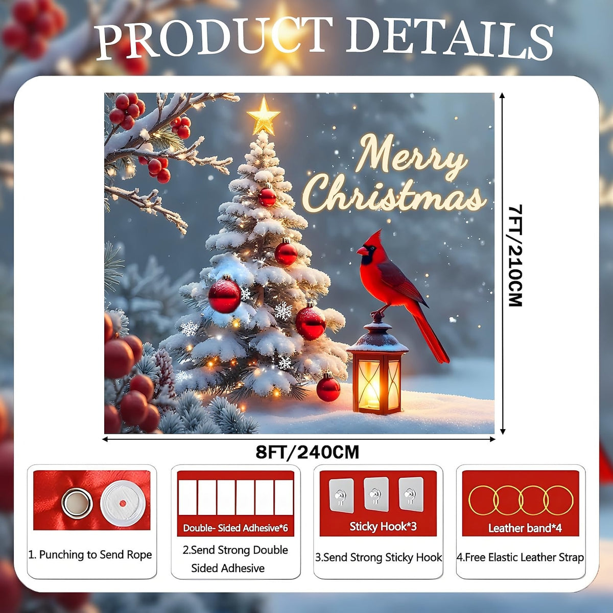 Christmas Cardinal Garage Door Cover