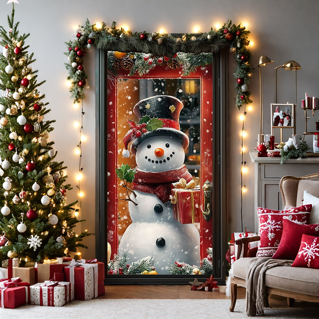 Snowman Christmas Door Cover