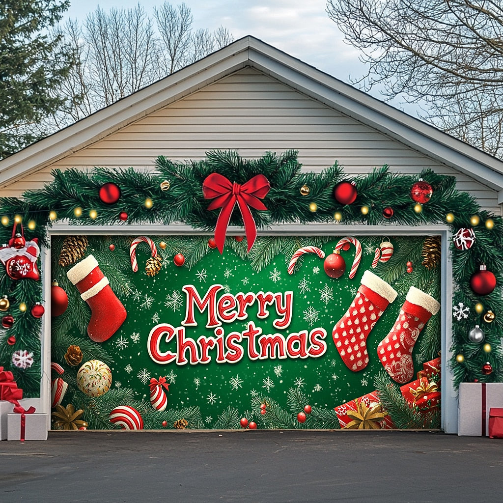 Christmas Stockings Garage Door Cover