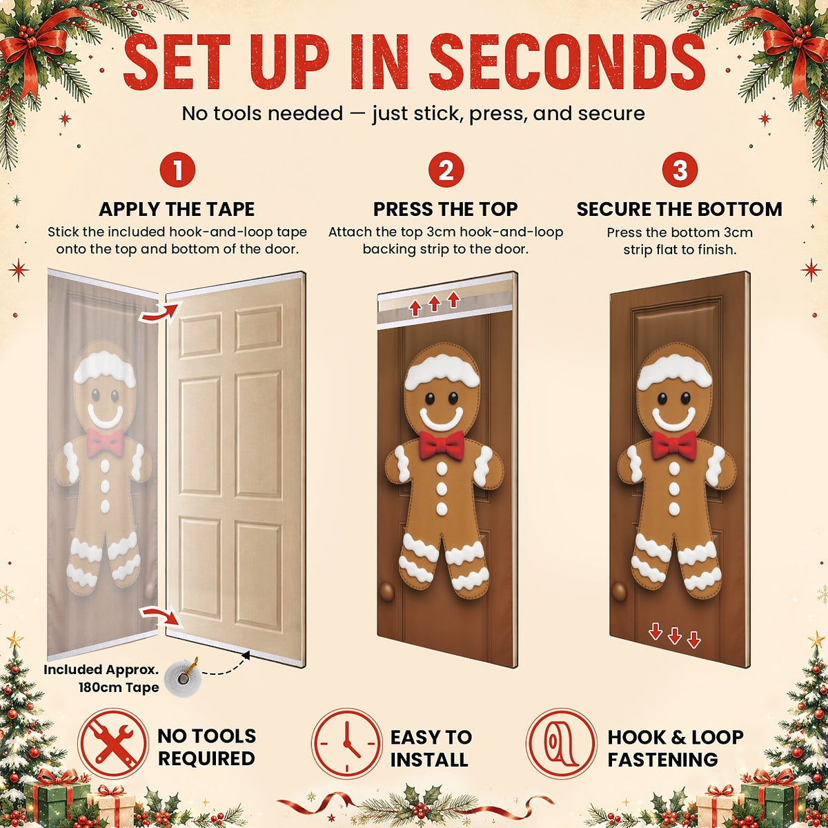 Santa Breaking Through Wall Christmas Door Cover