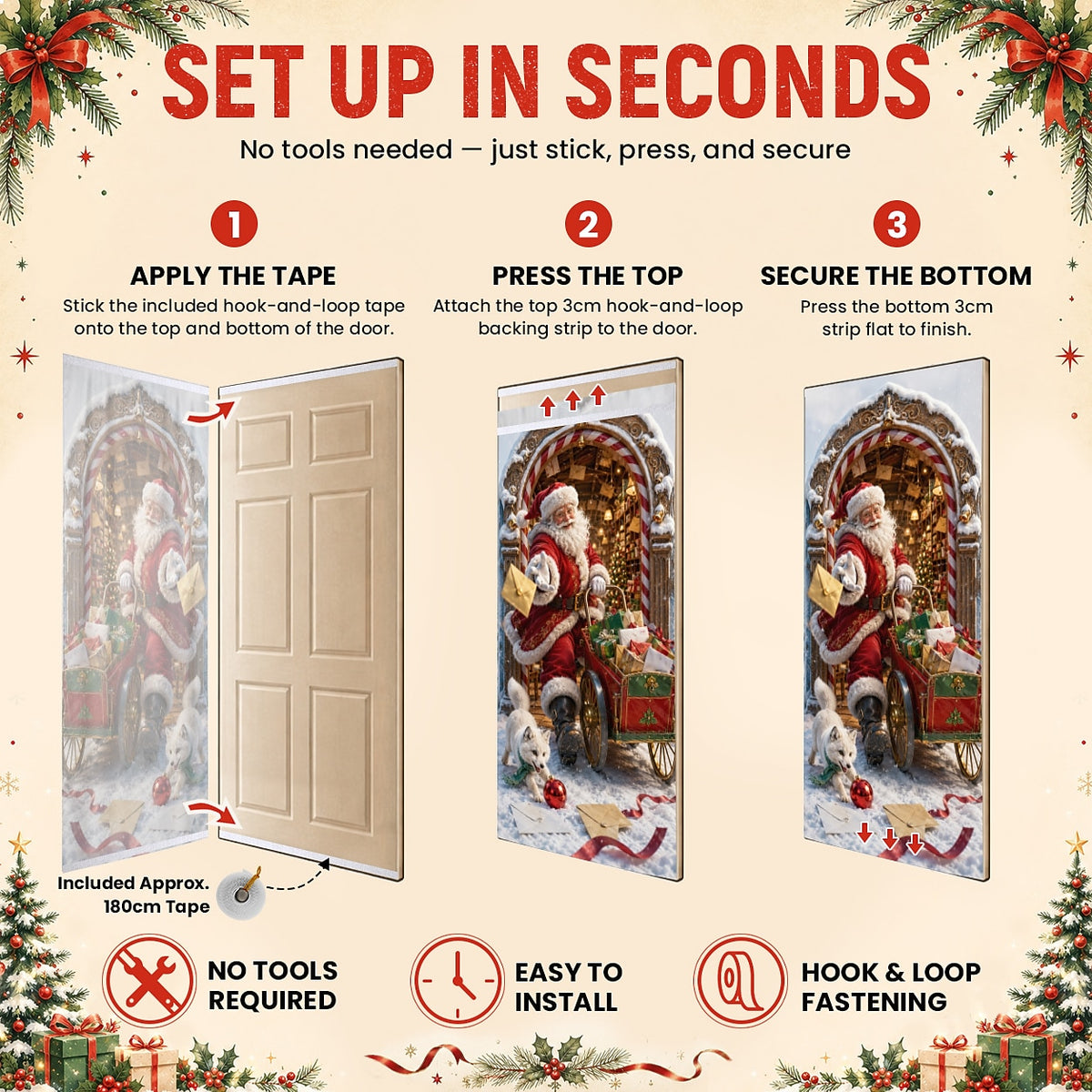 Gingerbread House & Christmas Wreath Christmas Door Cover