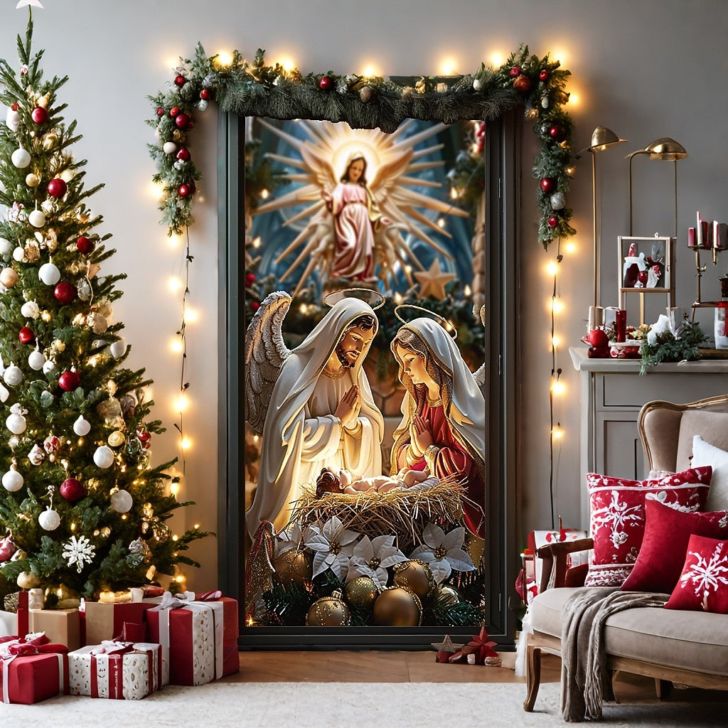 Nativity Scene Christmas Door Cover