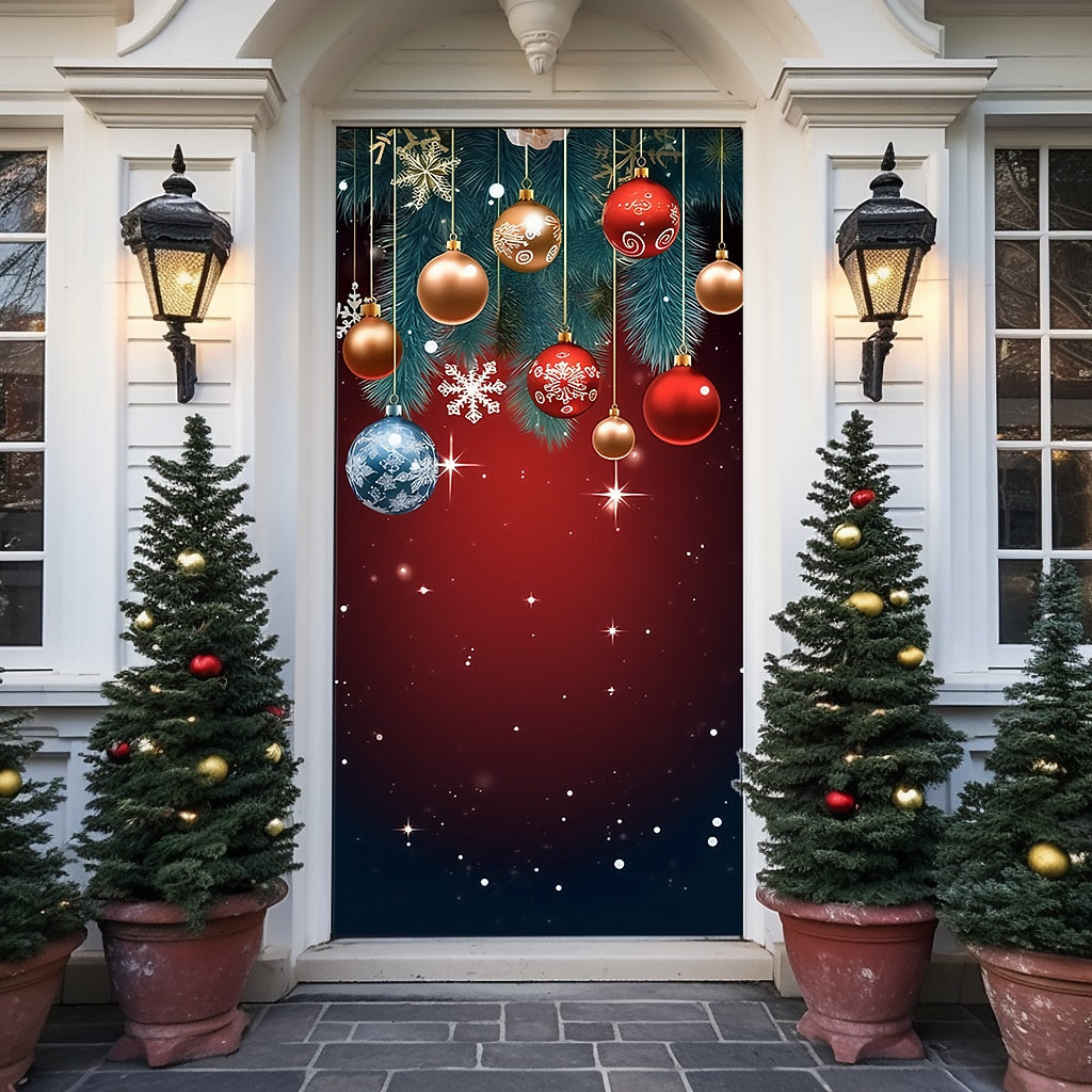 Festive Ornaments Christmas Door Cover