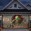 Halloween Green Glowing Eyes Skeleton Garage Door Cover