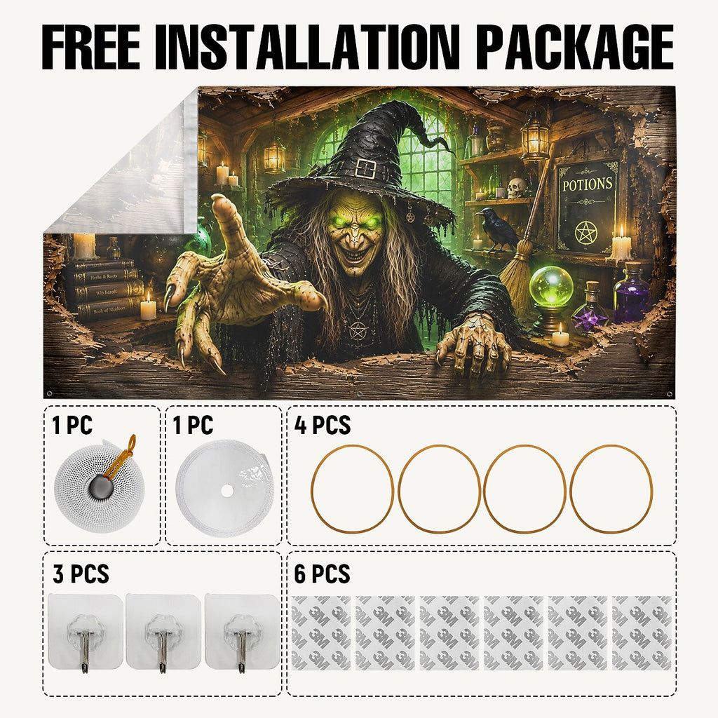 Halloween Witch Cauldron Garage Door Cover