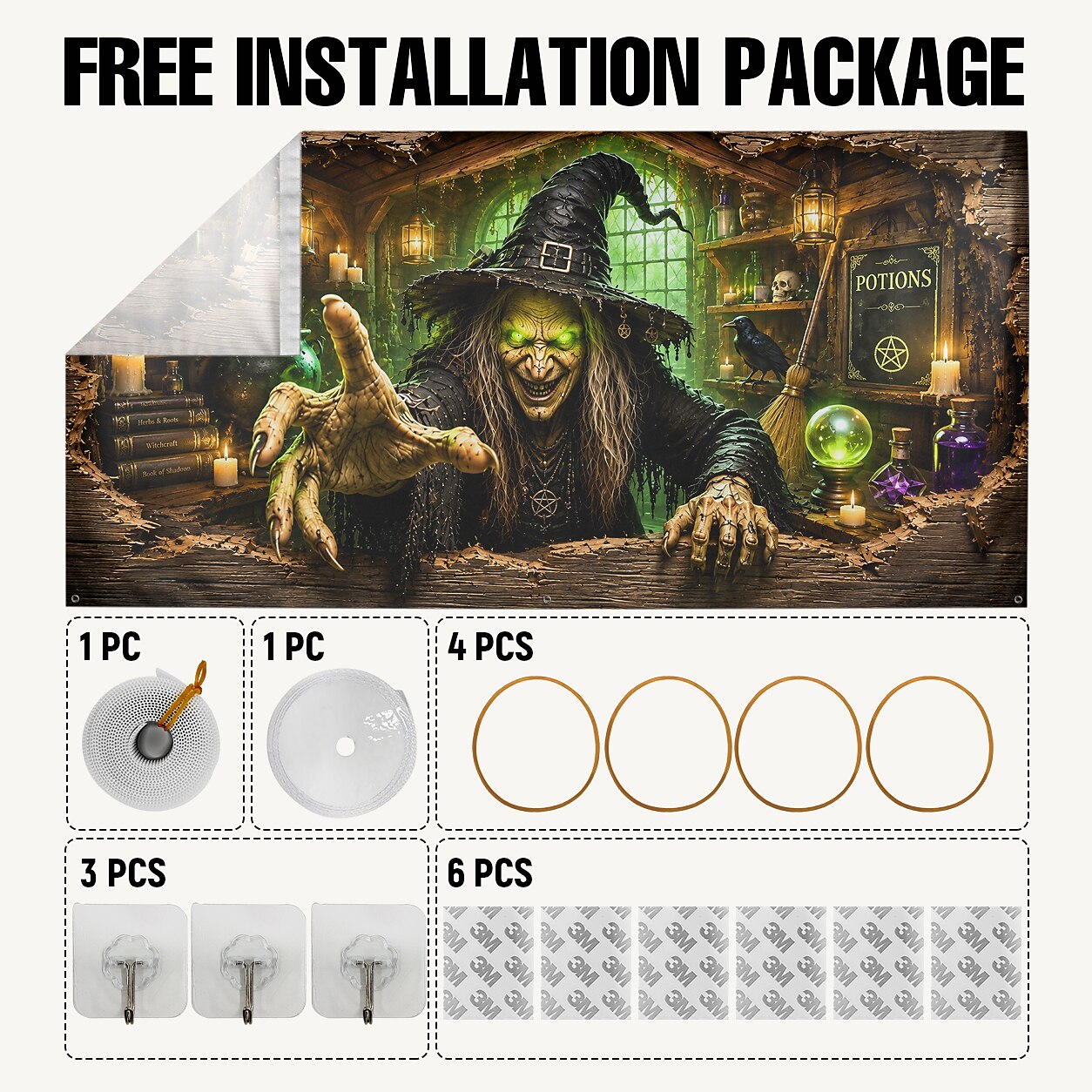 Halloween Witch Cauldron Garage Door Cover
