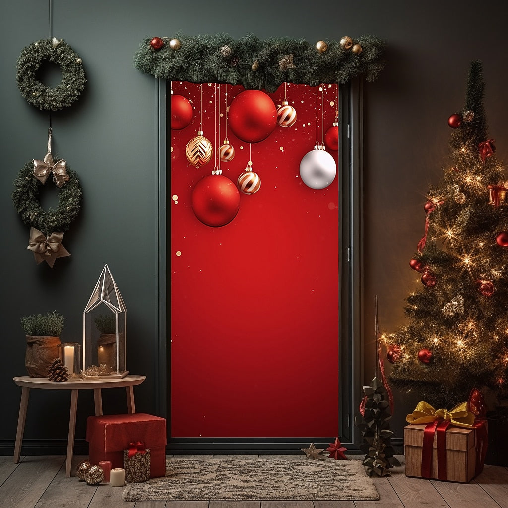 Festive Ornaments Christmas Door Cover