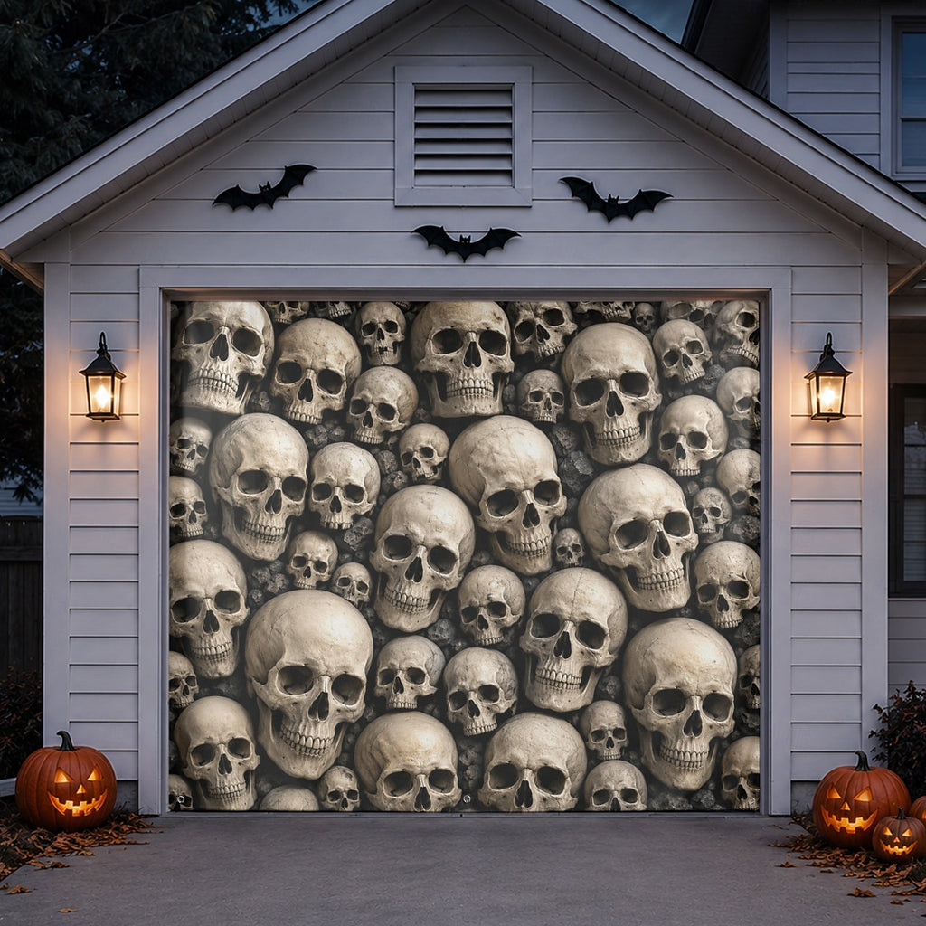 Skull Wall Pattern | Halloween Garage Door Banner Cover