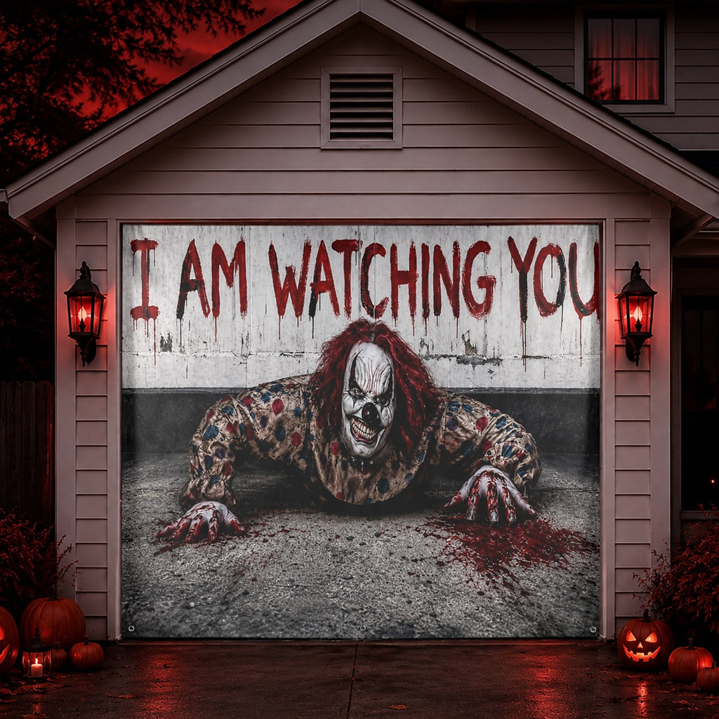 Zombie Monster & Glowing Eyes | Halloween Garage Door Banner Cover
