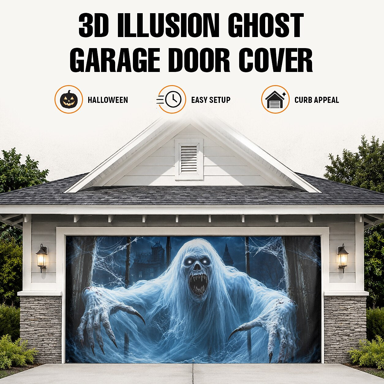Halloween Ghost Garage Door Cover