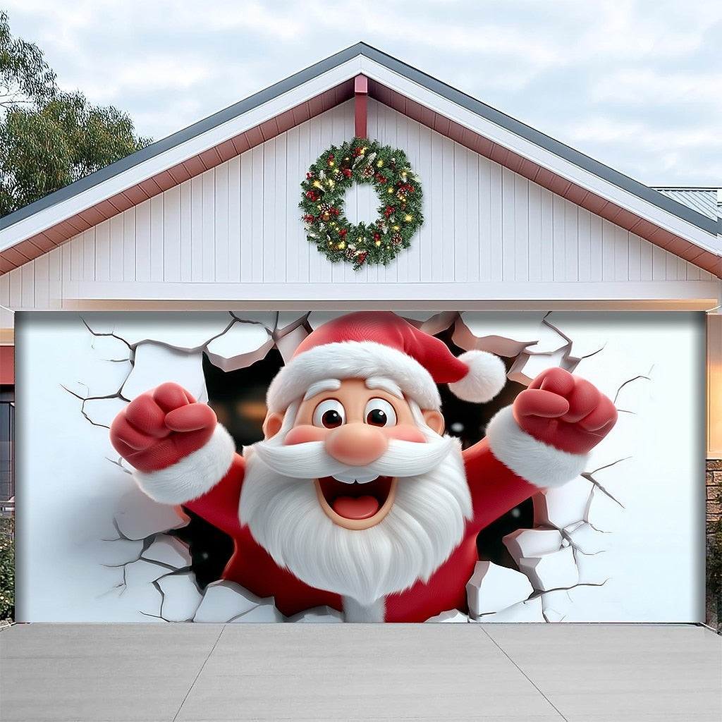 3D Santa Breakthrough Garage Door Cover