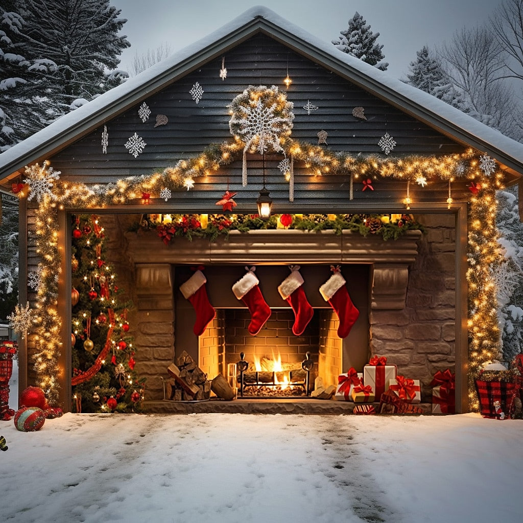 Christmas Shop Window Garage Door Cover