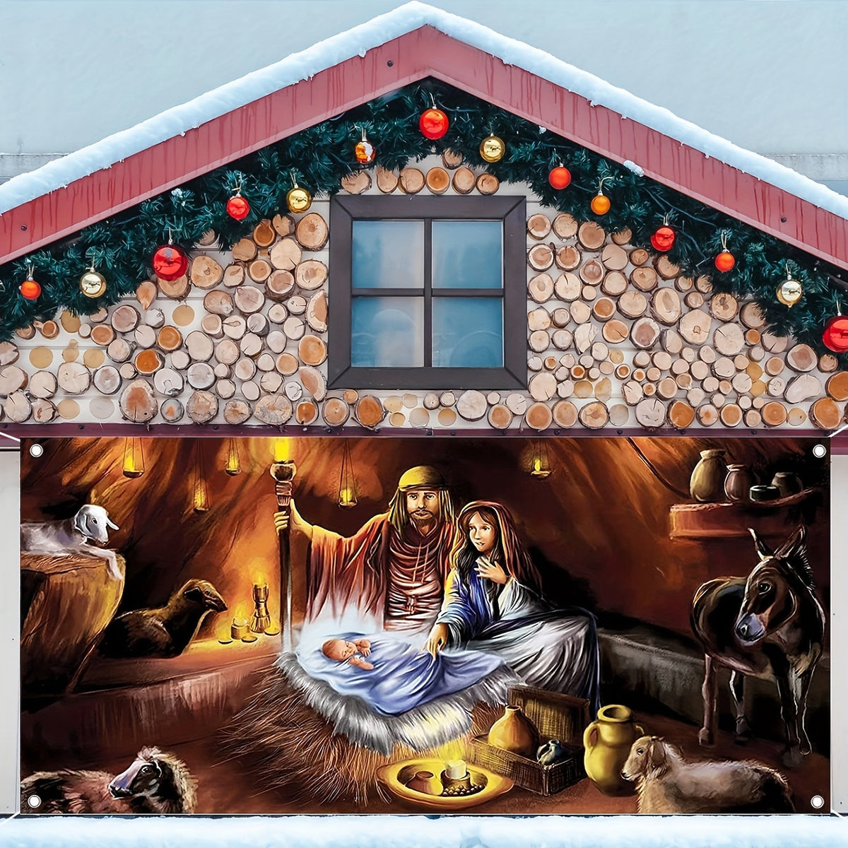 Nativity Christmas Garage Door Cover