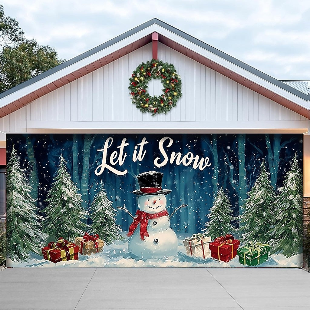 Snowman Family & Puppy Garage Door Cover