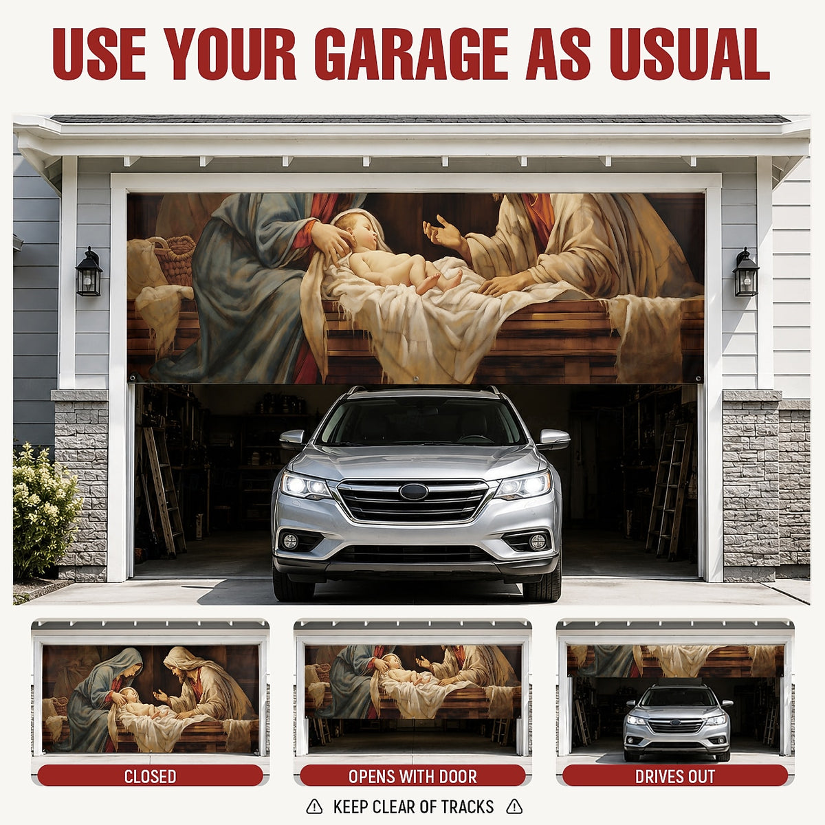 Nativity Christmas Garage Door Cover