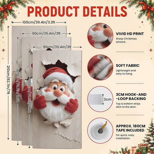 Classic Santa with North Pole Sign Christmas Door Cover
