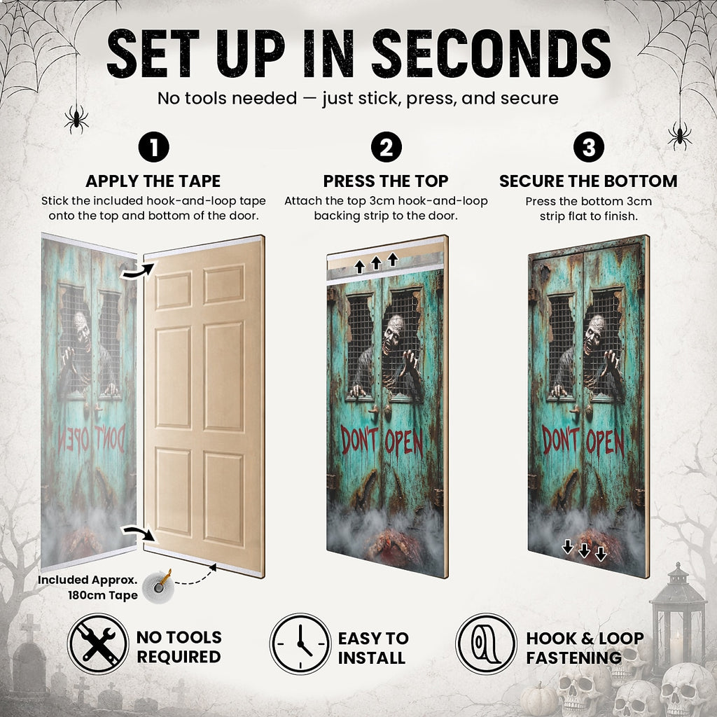 Clown Red Balloon Horror Door Banner Halloween Door Cover Zombie Behind
