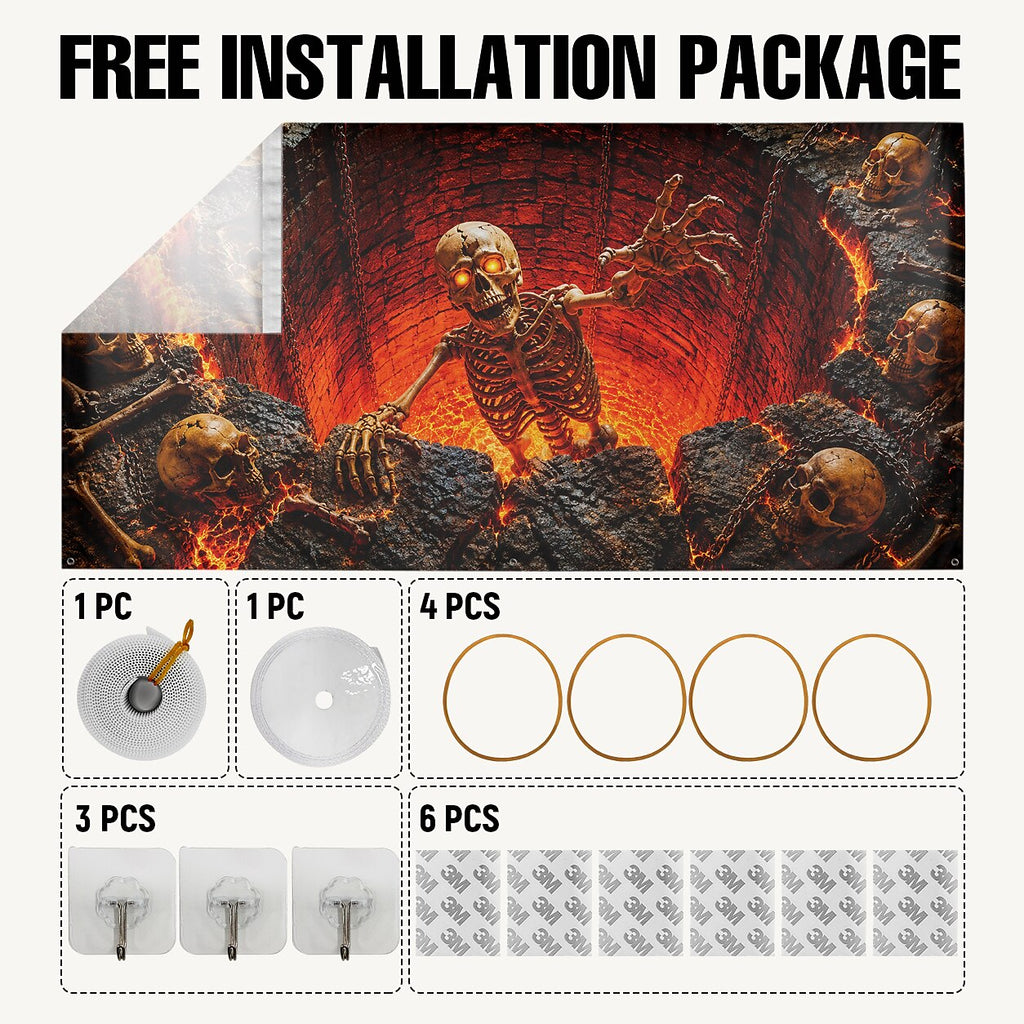 Halloween Flaming Skeleton Garage Door Cover