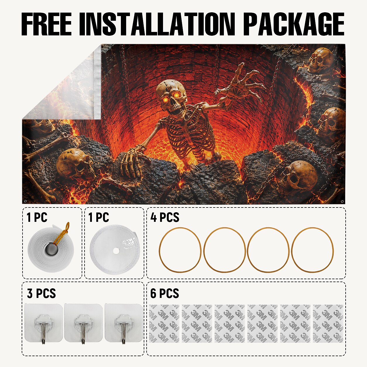 Halloween Flaming Skeleton Garage Door Cover