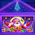Blacklight Christmas Garage Door Cover - Santa Claus & Presents Neon Design