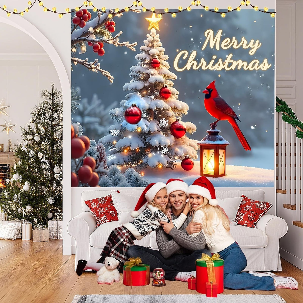Christmas Cardinal Garage Door Cover