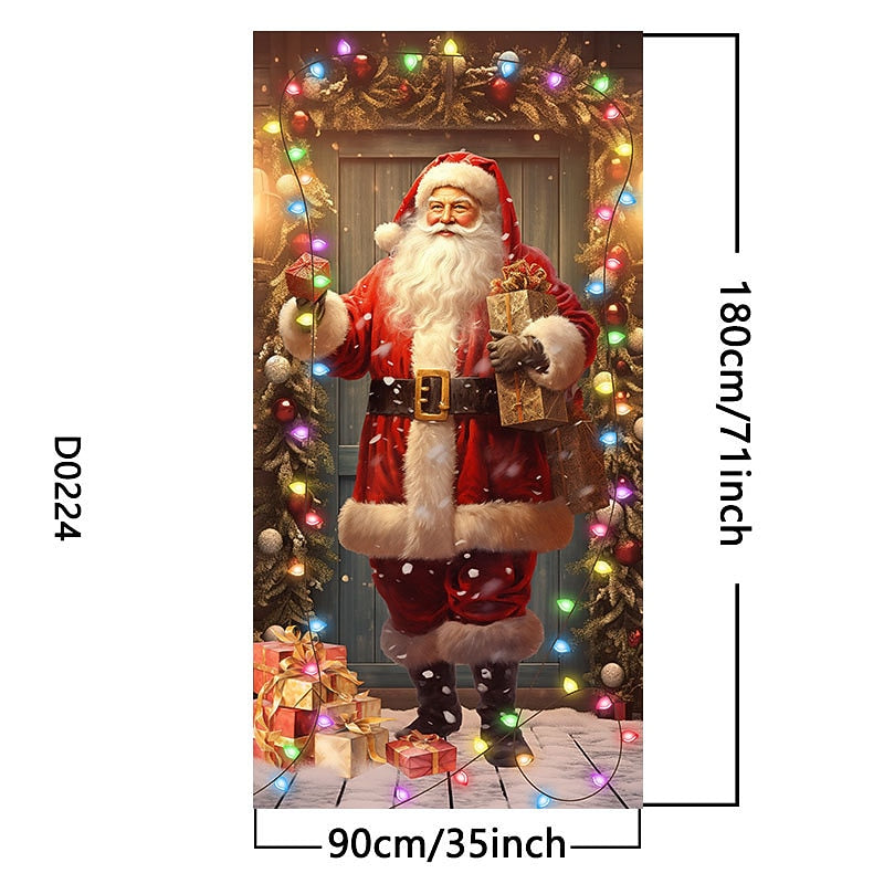 Santa Claus & Christmas Lights Christmas Door Cover