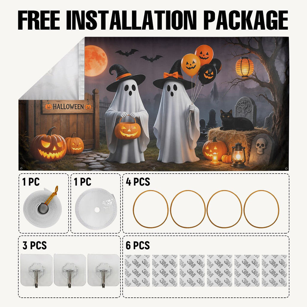 Halloween Cute Ghosts Garage Door Cover