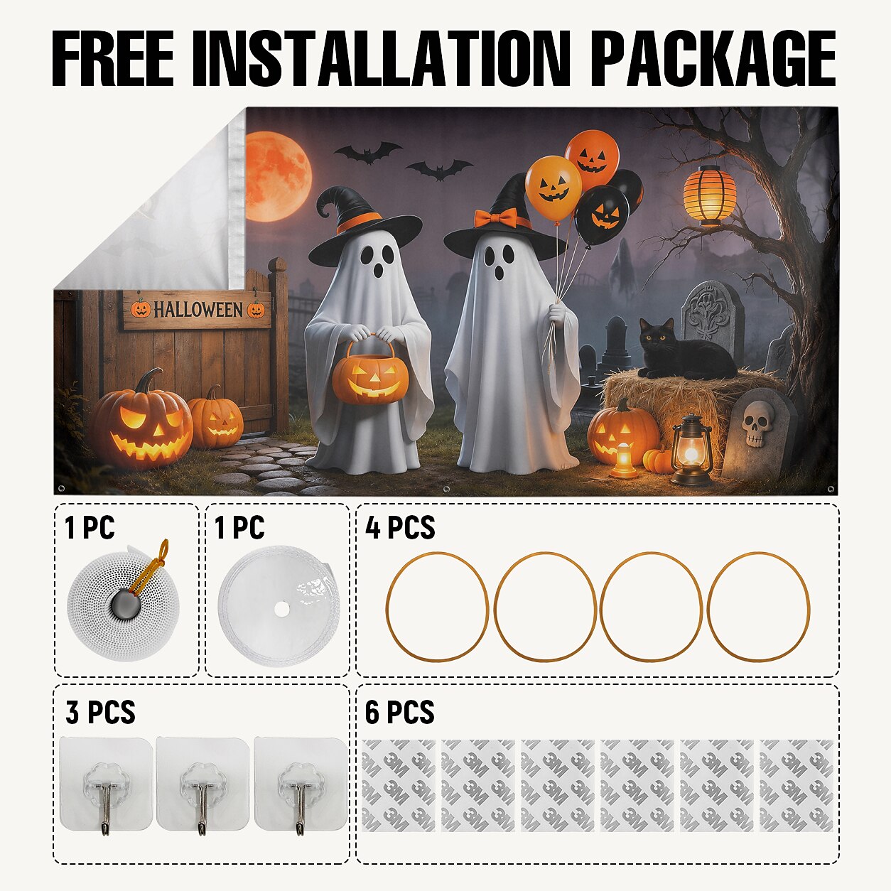 Halloween Cute Ghosts Garage Door Cover