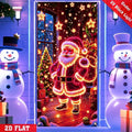 Blacklight Glowing Santa Claus & Christmas Tree Christmas Door Cover