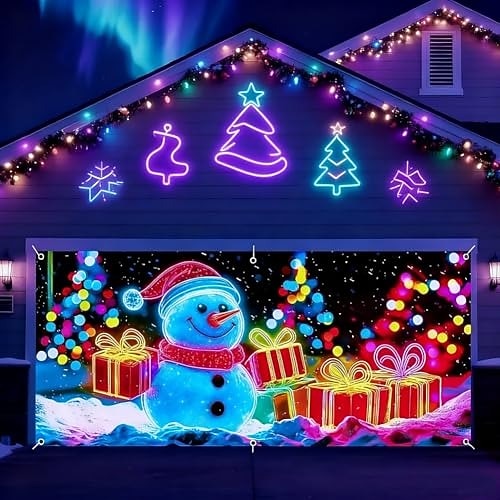 Santa & Elf Garage Door Cover