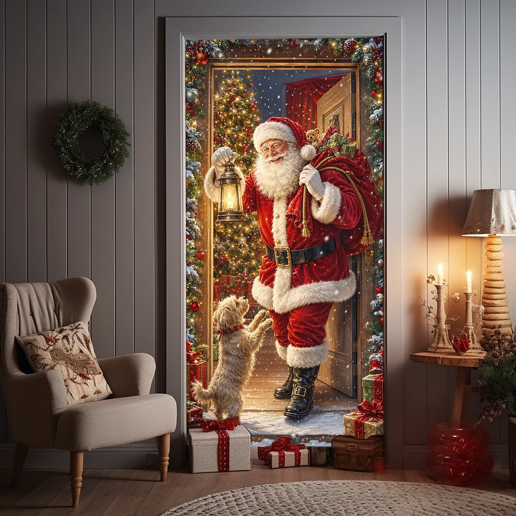 Santa Claus Red Christmas Door Cover