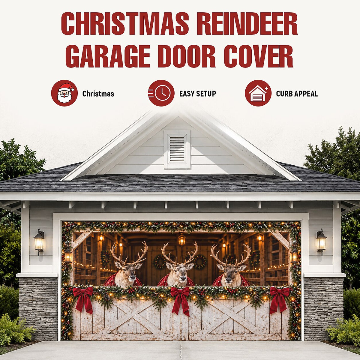 3D Breaking Santa Christmas Garage Banner