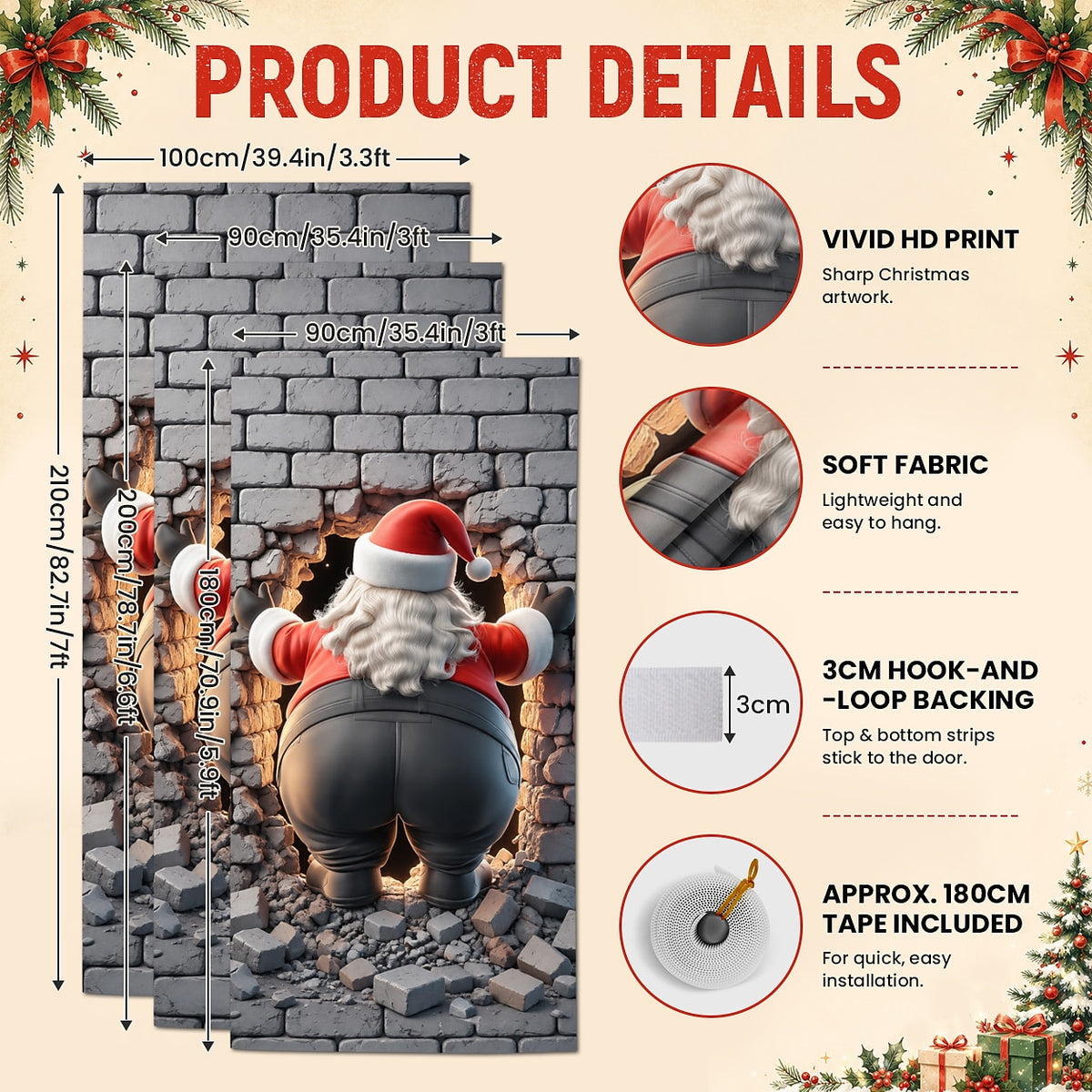 Funny Gnome Christmas Door Cover