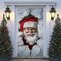Santa Breaking Through Wall Christmas Door Cover