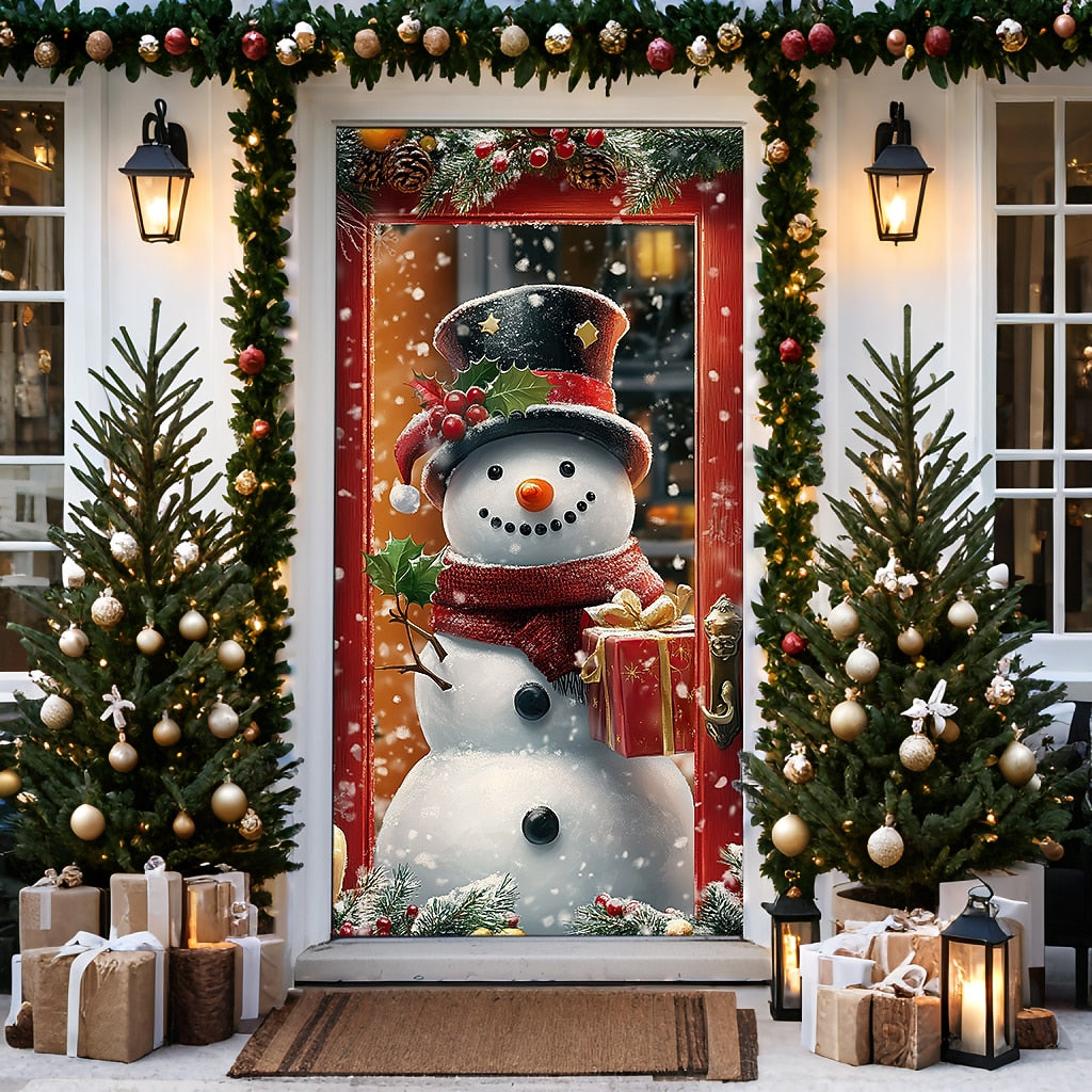 Snowman Christmas Door Cover