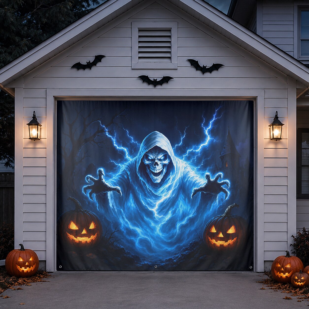Halloween Blue Grim Reaper Garage Door Cover