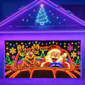 Blacklight Christmas Garage Cover UV Reactive Santa & Reindeer