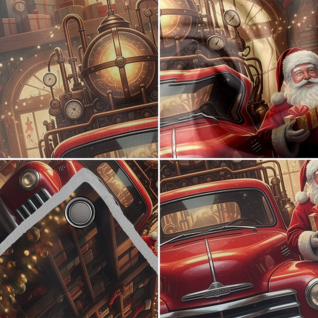 Santa Christmas House Garage Door Cover