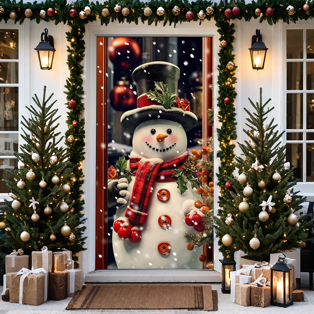 Snowman Christmas Door Cover