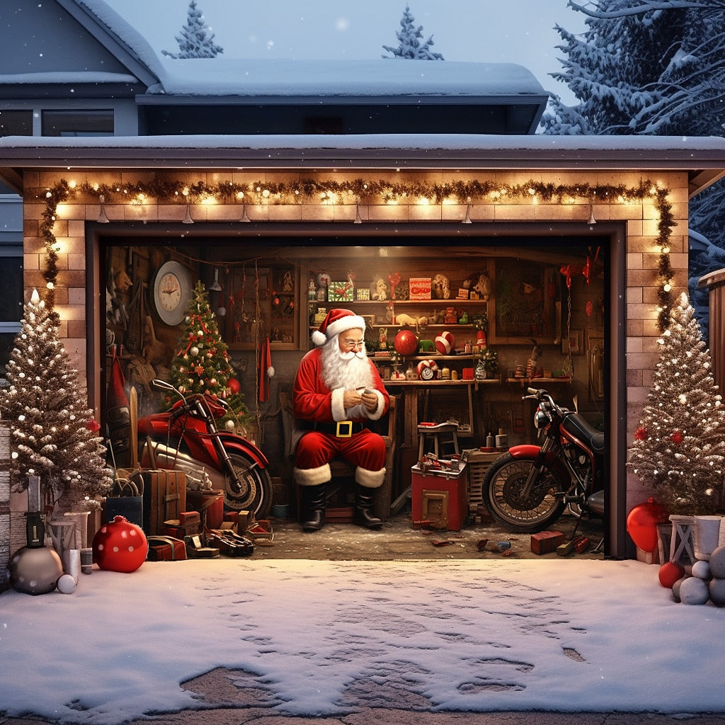 Santa & Snowman Garage Door Cover