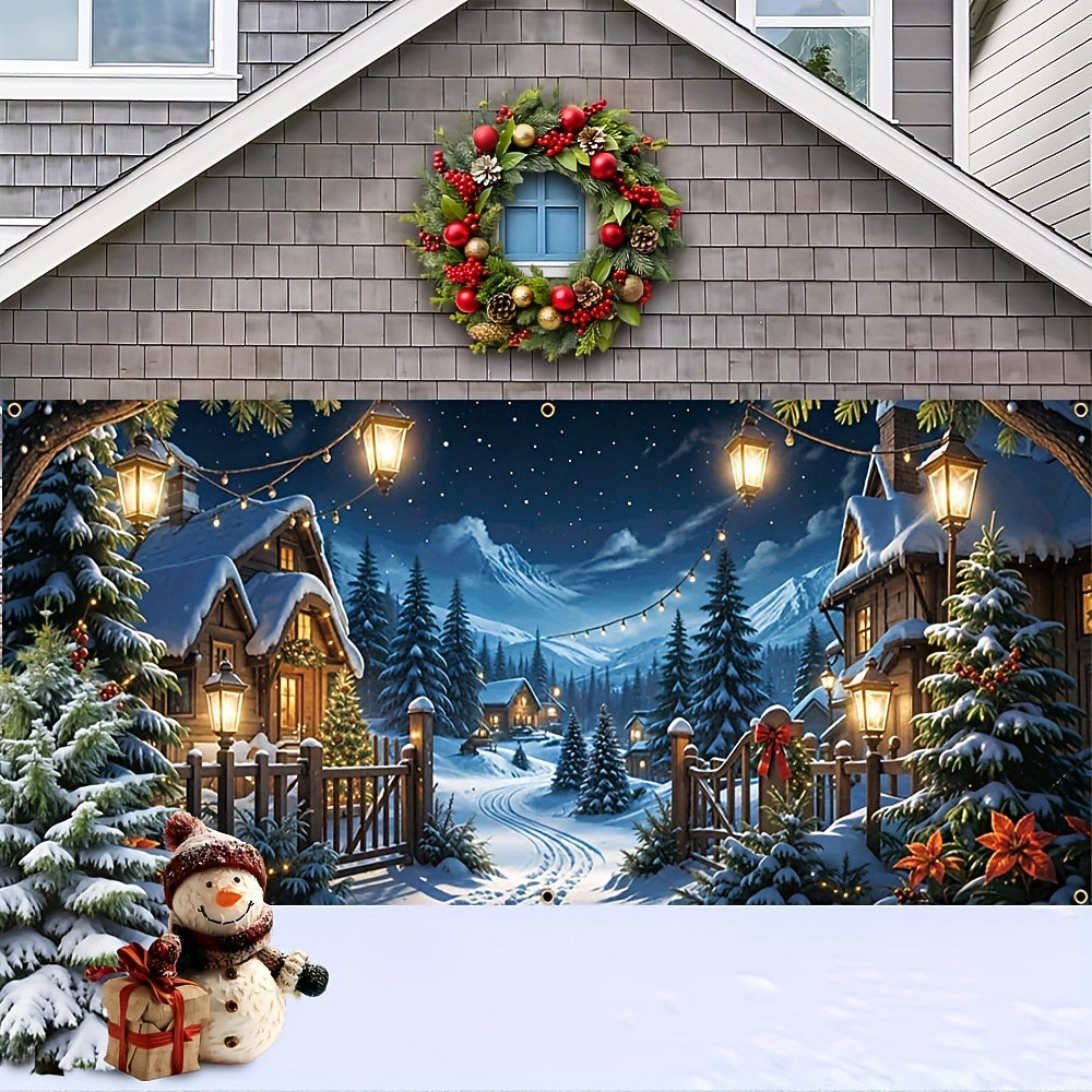 Christmas House & Sleigh Garage Door Cover