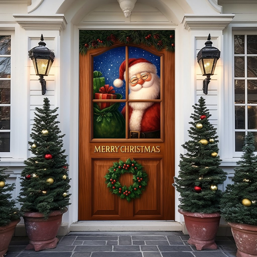 Santa Claus with Gift Sack Christmas Door Cover